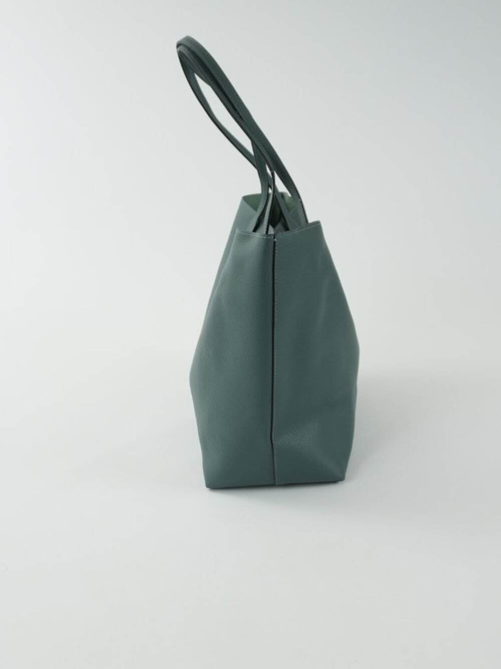 COACH Tote Green Pebbled Leather Handbag Shoulder Bag large - Picture 3 of 15